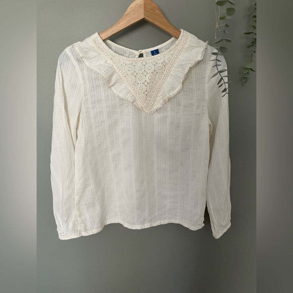 Girl’s Cream Blouse with Yoke XL